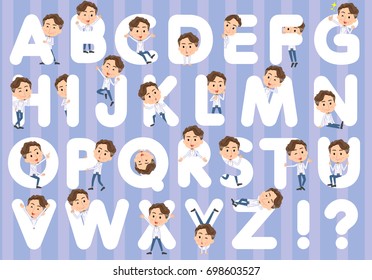 Set of various poses of wild Middle aged man_A to Z