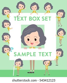 Set of various poses of Yellow jacket Middle woman text box