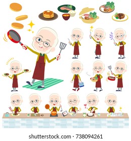 Set of various poses of Yellow Ocher knit old man White cooking