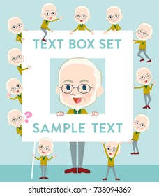 Set of various poses of Yellow Ocher knit old man White text box