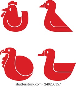 Set of various poultry vector icons
