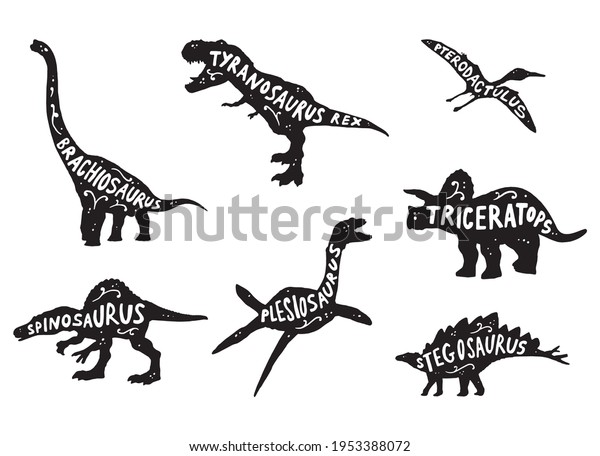 Set Various Prehistoric Animals Dinosaurs Graphic Stock Vector (Royalty ...