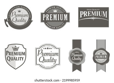 A set of various premium-themed emblems