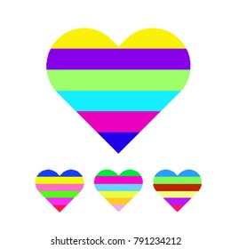 Set of various rainbow hearts symbols isolated on white background. Vector illustration for your graphic design."