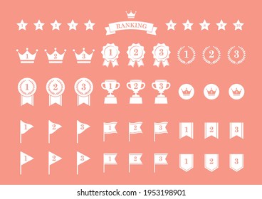 Set of various ranking icons and award icon illustrations