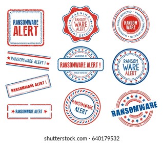 Set of various Ransomware alert stamps