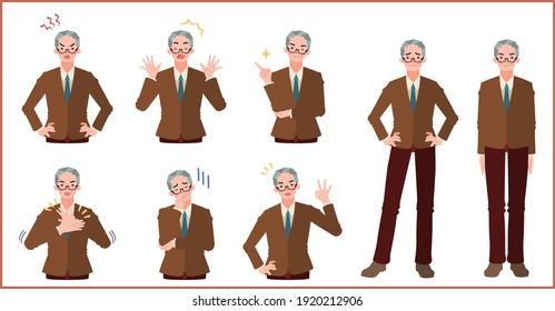 conjunto de diversas reacciones de un hombre