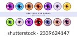 set of various realistic eye pupil designs with beautiful pupil colors. anime character pupils. anime eye pupils