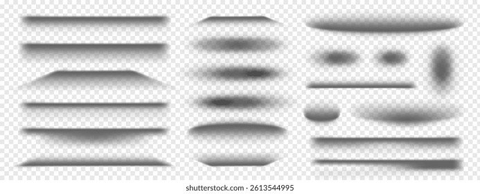 Set of various realistic paper box shadow effect vector illustration on transparent background	