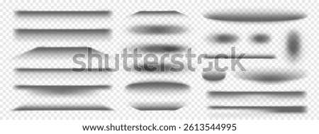 Set of various realistic paper box shadow effect vector illustration on transparent background	