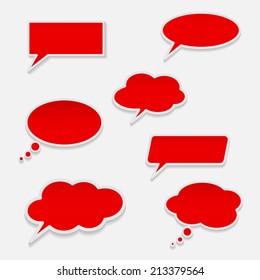 Set of various red speech bubbles