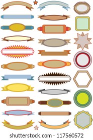 set of various retro banners, ribbons and labels isolated on white background