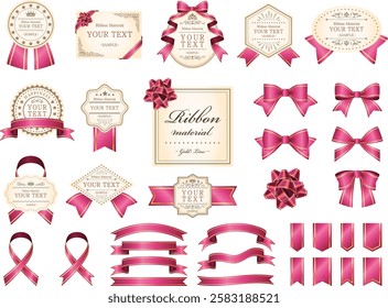 A set of various ribbon materials