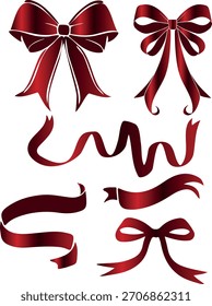 Conjunto de varias cintas y lazos de diferentes Formas con un gradiente rojo, para diseños de vacaciones, redes sociales o Diseño web