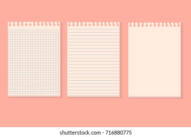 Set of various ripped note paper. Vector