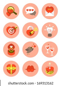 Set of various round love symbols 