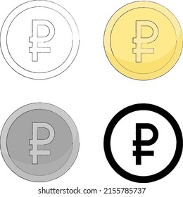 set of various ruble coins