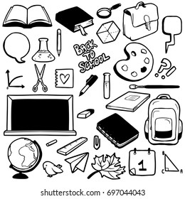 Set of various school elements, vector illustration