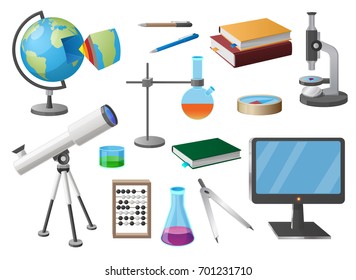 Set Various School Objects Isolated Vector Stock Vector (Royalty Free ...