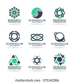 Set of various science symbols and logo design elements (7)