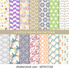 Set of various seamless pattern 14 style vector eps10