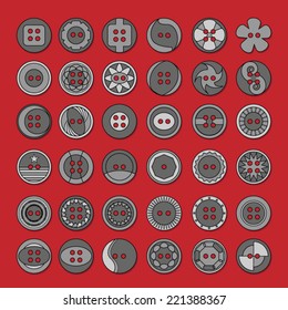 set of various sewing buttons on white background