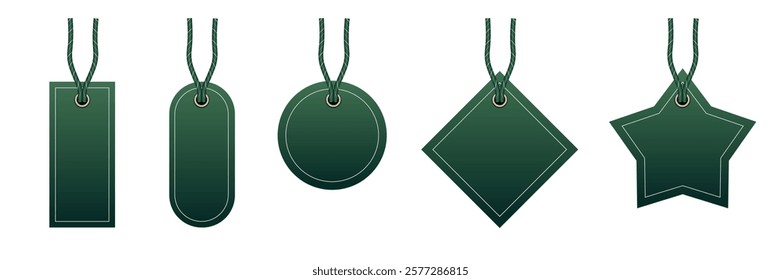 set of various shape sale tags on white isolated vector