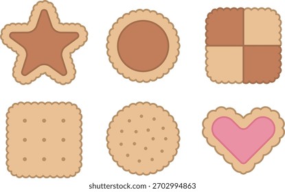 Conjunto de vários cookies moldados e biscoitos ilustração Design plano bonito doce Snack e sobremesa coleção de vetor