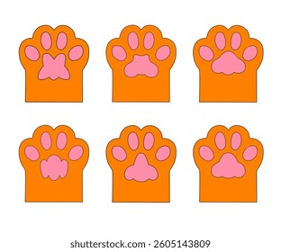 Set of various shapes of cat paws