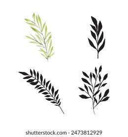 set of various shapes and colors of plants, vector logo icons