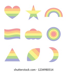 Set of various shapes Rainbow colors in the concept of sexual diversity,Vector,Illustration.