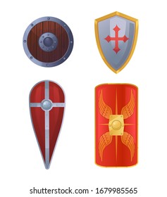 Set of various shields isolated on white