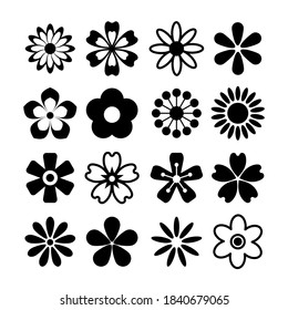 Set 25 Flowers Clipart Black White Stock Vector (Royalty Free ...