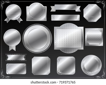 A set of various silver vector labels. (without dummy text)
