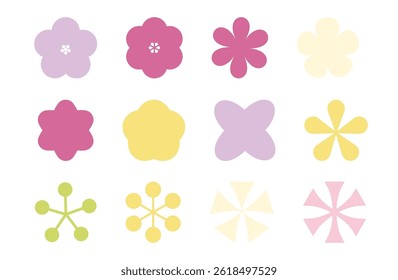 Set von verschiedenen einfachen und süßen Pastellblumen
