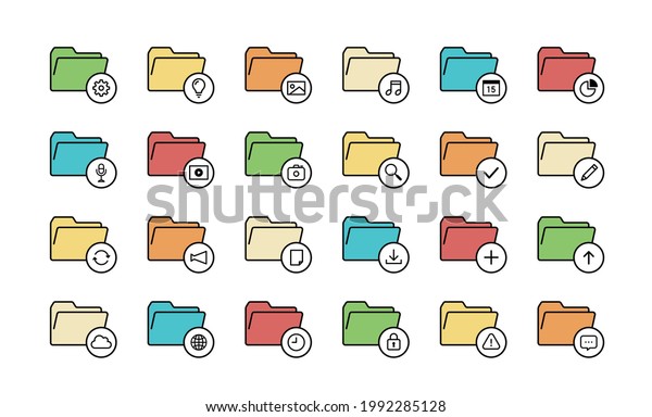 Set Various Simple Icons Files Folders: เวกเตอร์สต็อก (ปลอดค่าลิขสิทธิ์ ...
