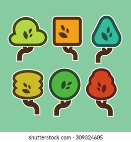 Set of various simple tree Icons