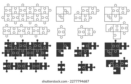 Set of Various sizes puzzle.puzzle concept.Vector Illustration 