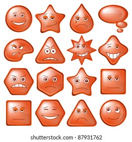 Set of various smileys buttons eps10, orange. Vector
