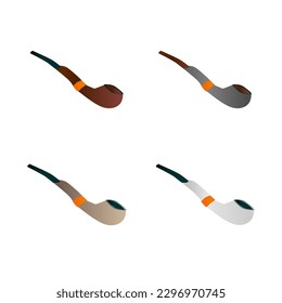 set of various smoking pipes on a white background