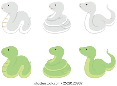 Set of various snakes. Vector illustration.
