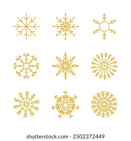 A set of various snowflakes. winter set of nine snowflakes. Snowflakes icons. Snow winter. Snowflakes icons. Snowflake vector icon