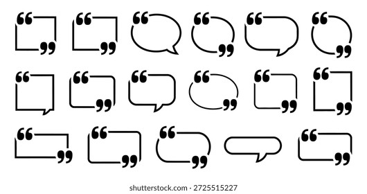 Un conjunto de varias burbujas de discurso y comillas para uso de diseño