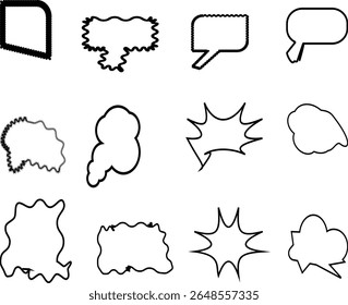 Set of various speech and thought bubble shapes