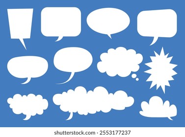 Set of various speech and thought bubbles. Blank empty speak bubble text, message box, chatting box. Vector cartoon illustration