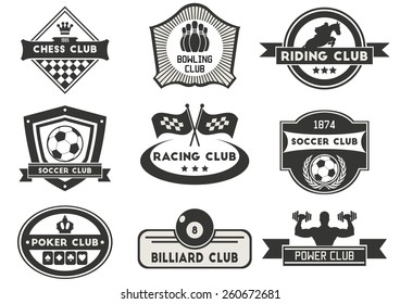 Set of various sport emblems