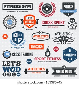 Set of various sports and fitness logo graphics and icons