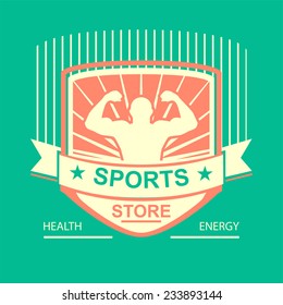 Set of various sports and fitness logo emblem graphics and icons. Shop sport products