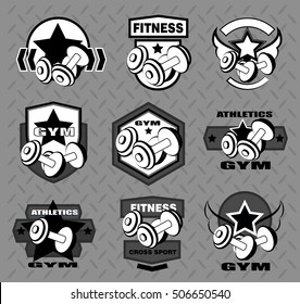 Set of various sports and fitness logo and icons