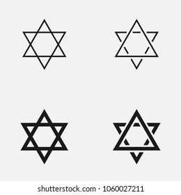 Set Of Various Star Of David Outline Vector Icons.